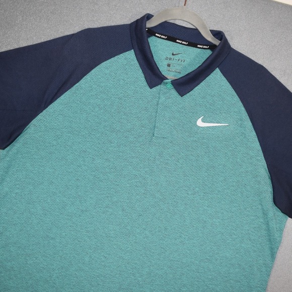 Nike Other - Nike Dri-FIT Raglan Golf Polo with DRY Tech Large Green Blue 91189-370